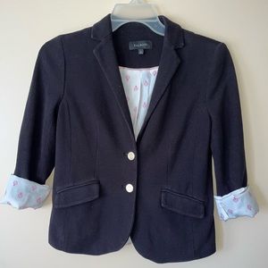 Talbots Black blazer Pink anchor lined